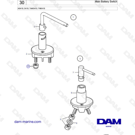  Volvo Penta AD41D / D41D / TAMD41D / TMD41D - Interruptor principal de batería