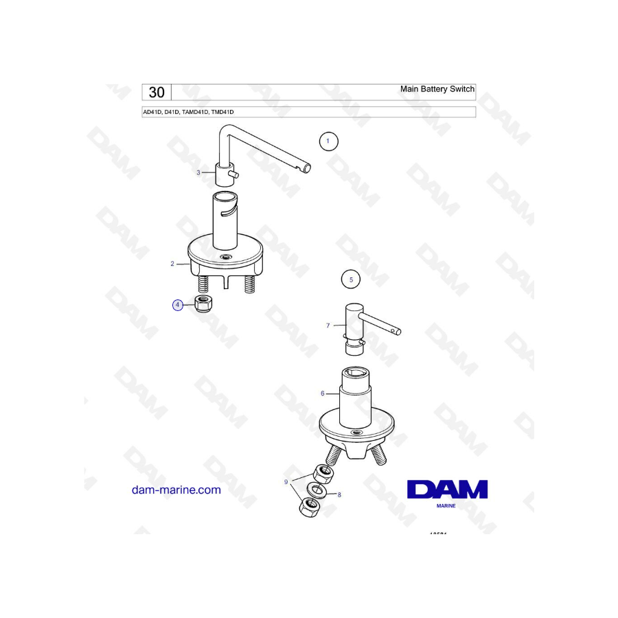  Volvo Penta AD41D / D41D / TAMD41D / TMD41D - Interruptor principal de batería