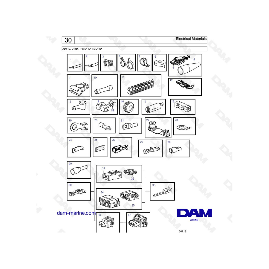 Volvo Penta AD41D / D41D / TAMD41D / TMD41D - Electrical materials