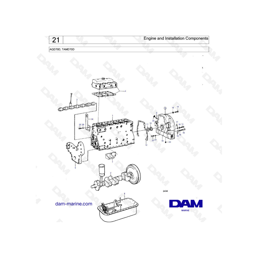 Volvo Penta TAMD70D - Motor y componentes de instalación