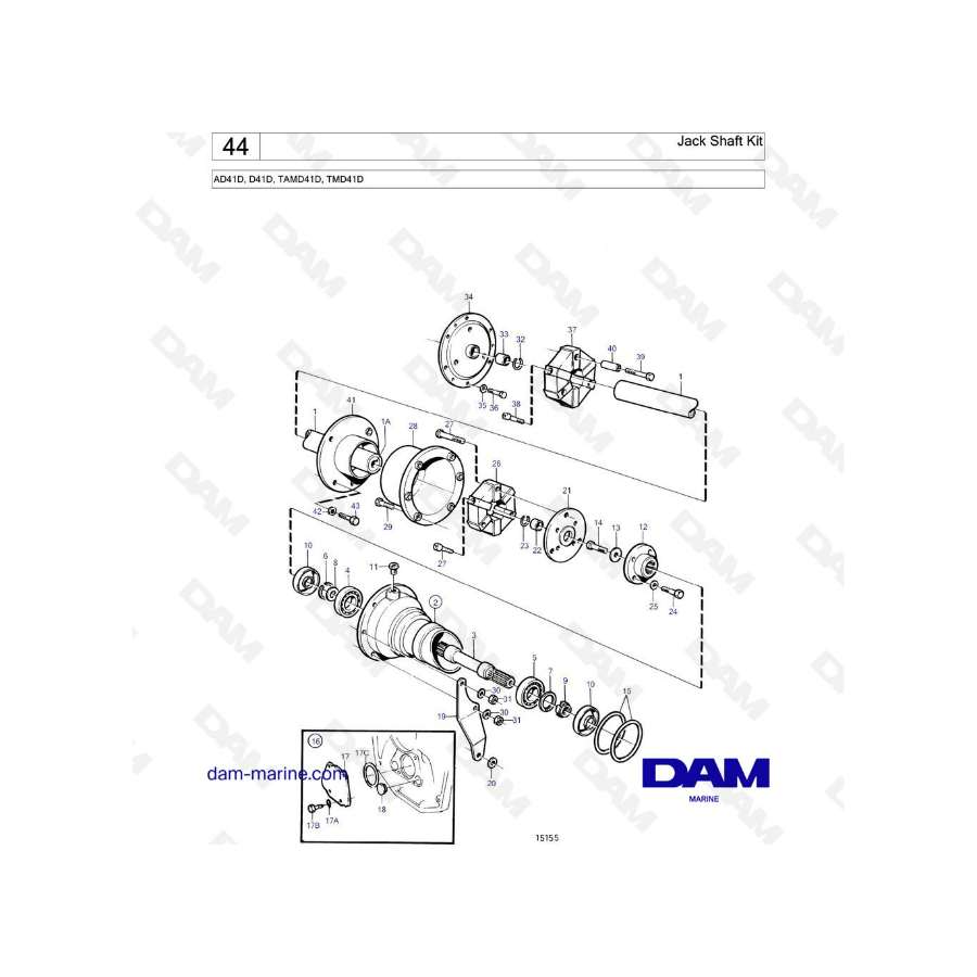 Volvo Penta AD41D / D41D / TAMD41D / TMD41D - Jack shaft kit