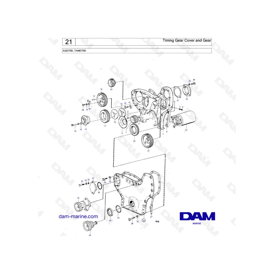 Volvo Penta TAMD70D - Cubierta y engranaje de distribución