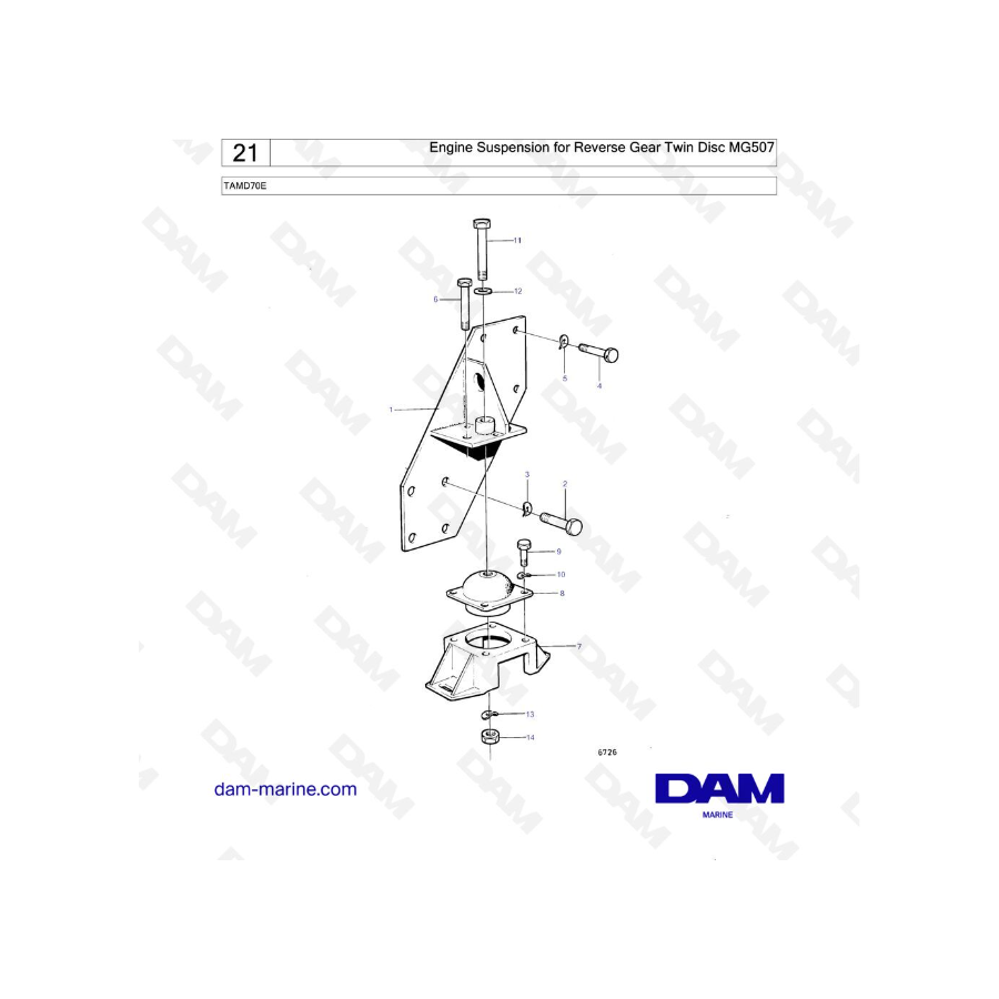 Volvo Penta TAMD70E - Engine Suspension for Reserve Gear Twin Disc MG507