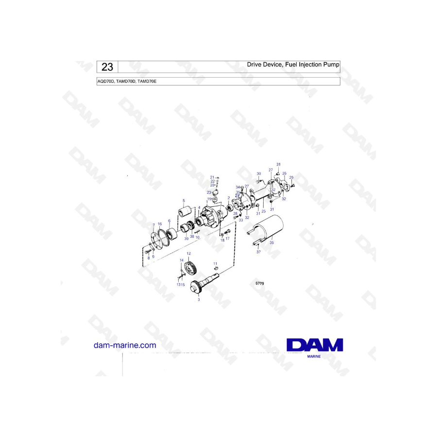 Volvo Penta TAMD70D / TAMD70E - Drive Device, Fuel Injection Pump