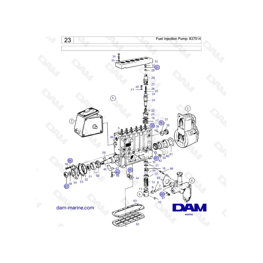 Volvo Penta TAMD70D / TAMD70E - Bomba de inyección de combustible: 837514