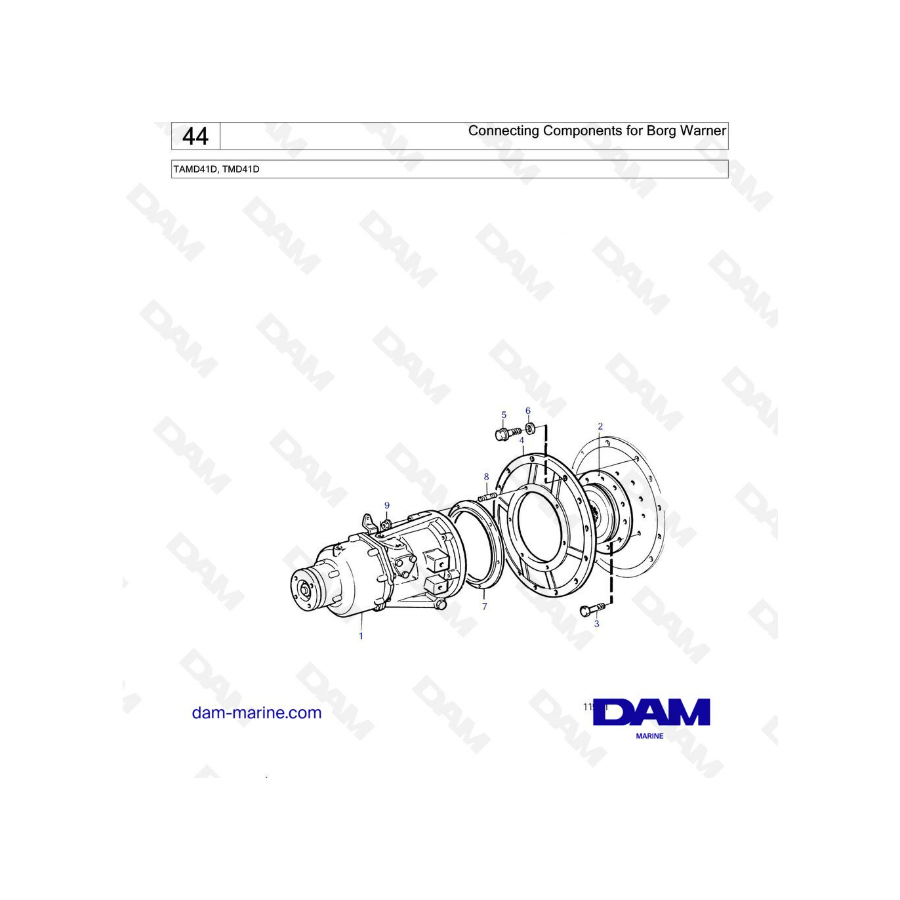 Volvo Penta TAMD41D / TMD41D - Componentes de conexión para borg warner