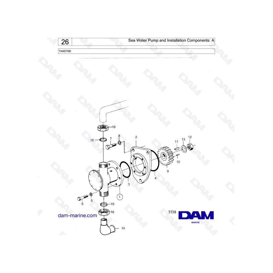 Volvo Penta TAMD70D - Sea Water Pump and Installation Components: A