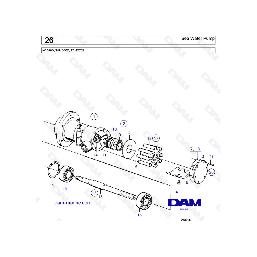 Volvo Penta TAMD70D / TAMD70E - Sea Water Pump