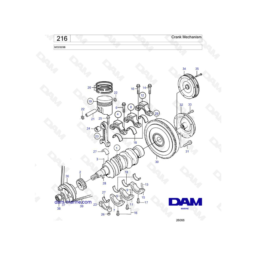 Volvo Penta MD2020B - Mecanismo de manivela