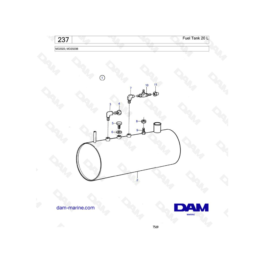 Volvo Penta MD2020B - Depósito de combustible 20 L