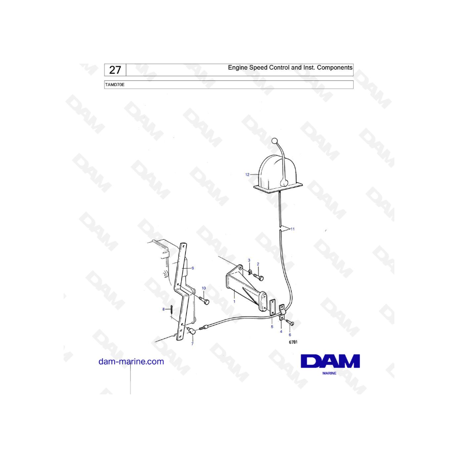 Volvo Penta TAMD70E - Control de velocidad del motor e inst. Componentes