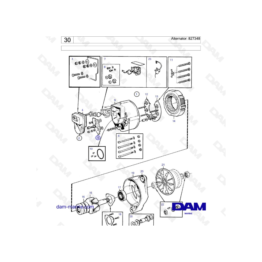 Volvo Penta TAMD70D / TAMD70E - Alternador: 827348