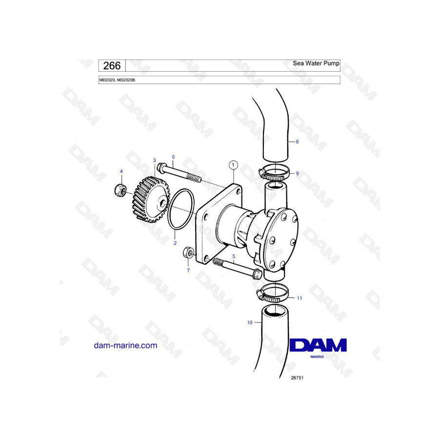 Volvo Penta MD2020B - Bomba de agua de mar