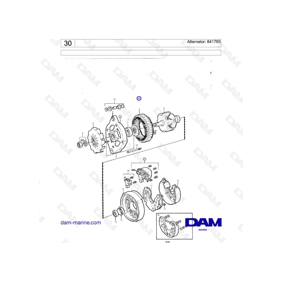 Volvo Penta TAMD70D / TAMD70E - Alternador: 841765