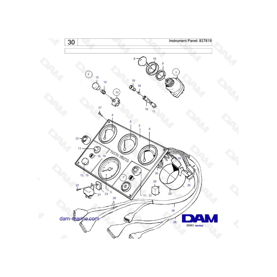 Volvo Penta TAMD70D / TAMD70E - Instrument Panel: 837819