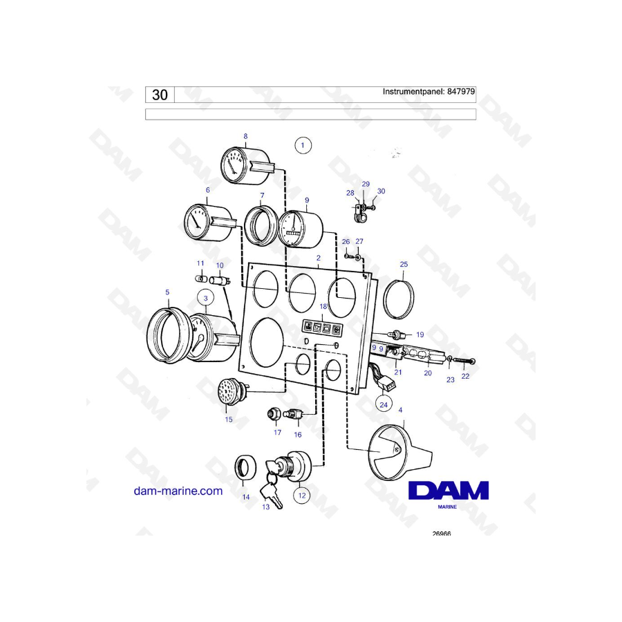 Volvo Penta  TAMD70D / TAMD70E - Instrumentpanel: 847979