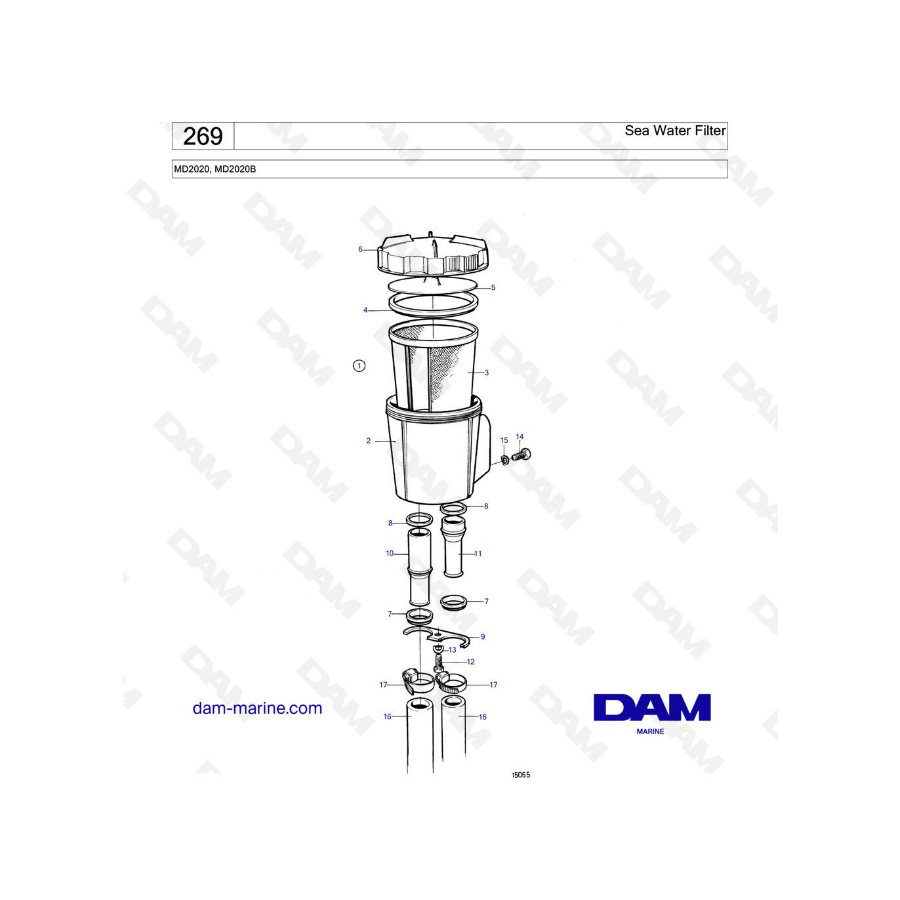 Volvo Penta MD2020B - Filtro de agua de mar