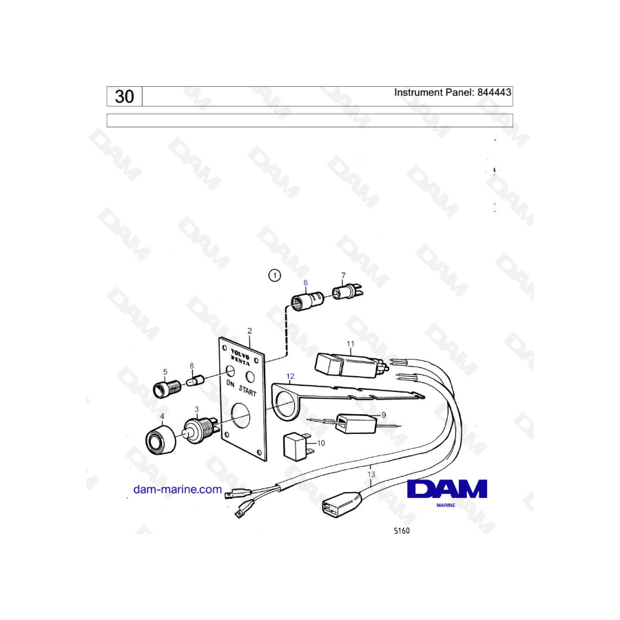 Volvo Penta TAMD70D / TAMD70E - Instrument panel: 844443