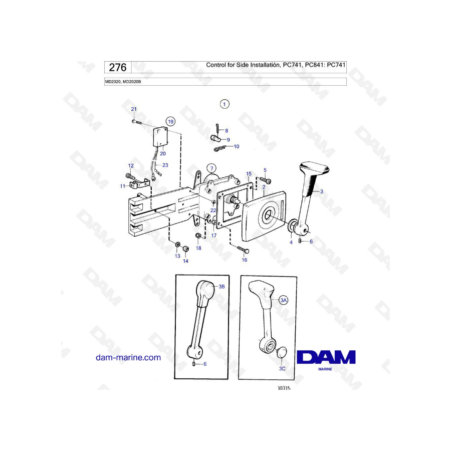 Volvo Penta MD2020B - Control for side installation PC741, PC841 : PC841