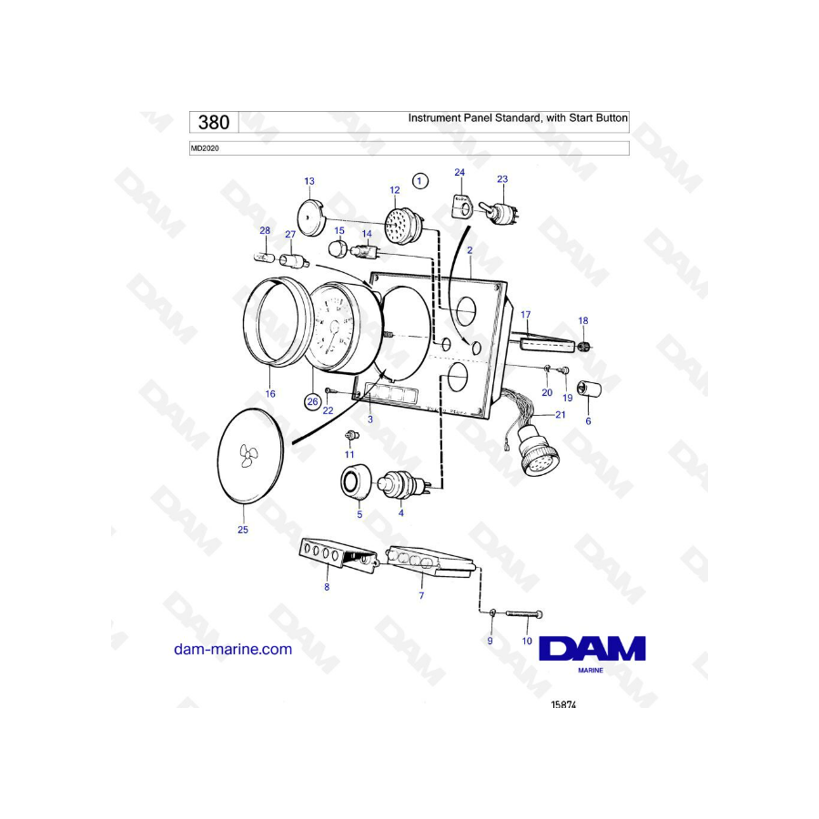 Volvo Penta MD2020B - Instrument panel standard, with start button