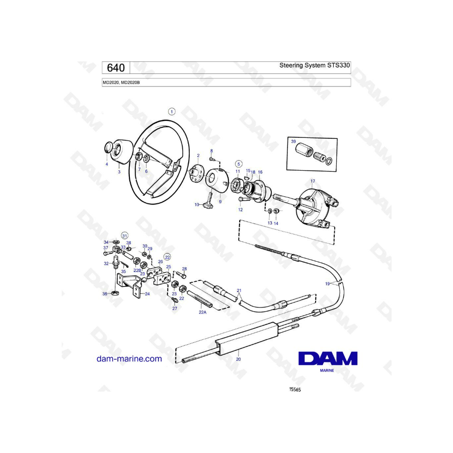 Volvo Penta MD2020B - Sistema de dirección STS330