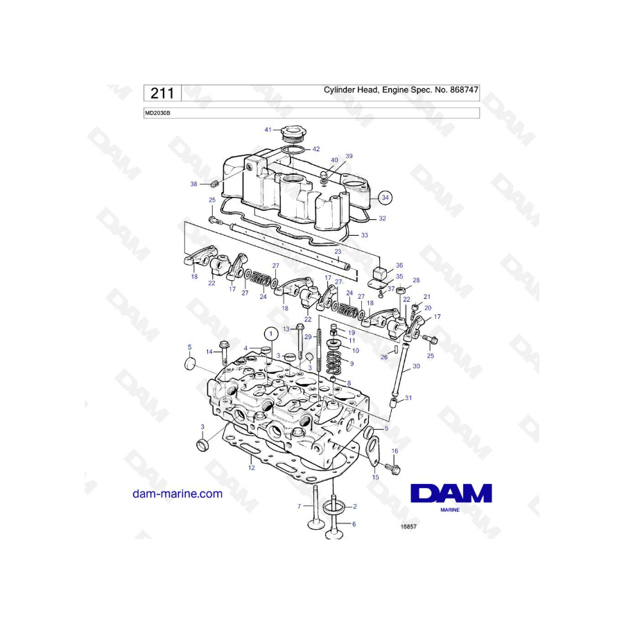 Volvo Penta MD2030B - Culata, especificaciones del motor. Nº 868747