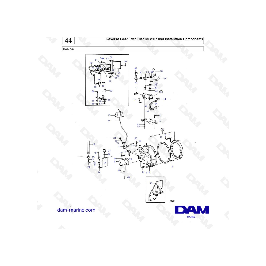 Volvo Penta TAMD70E - Reserve Gear Twin Disc MG507 and Installation Components