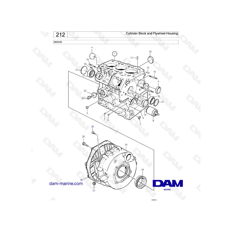 Volvo Penta MD2030 - Cylinder block & flywheel housing