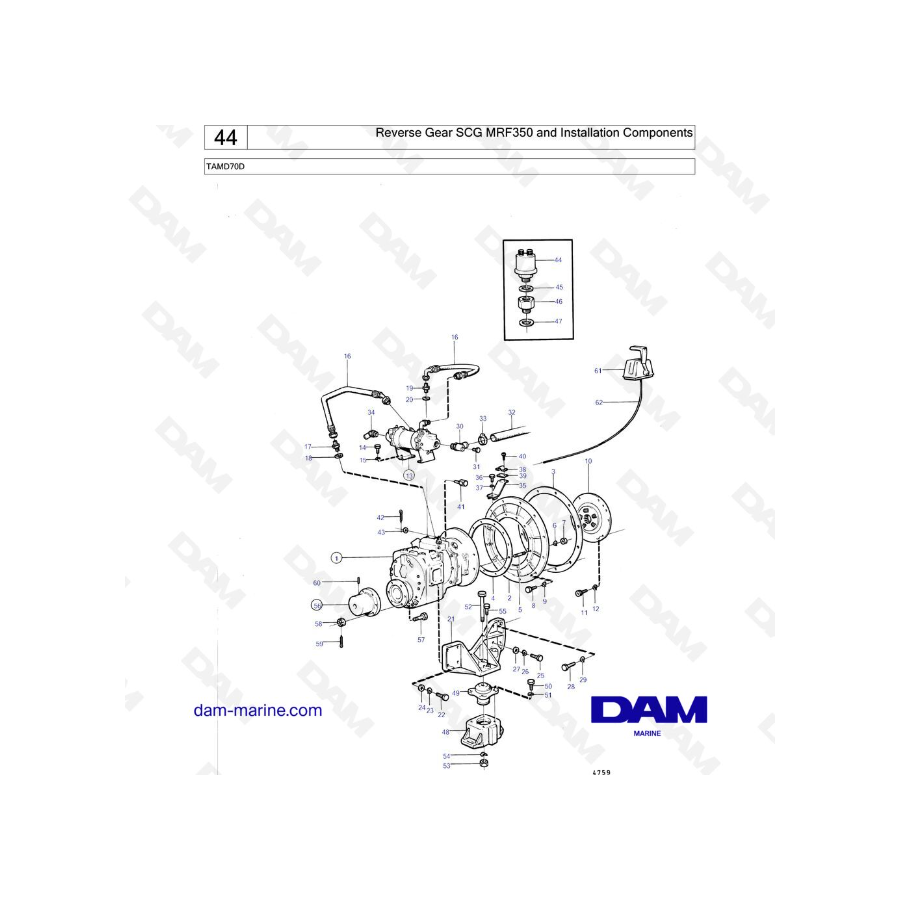 Volvo Penta TAMD70D - Reserve Gear SCG MRF350 and Installation Components