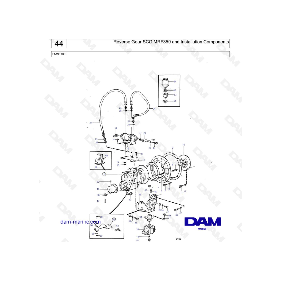 Volvo Penta TAMD70E - Marcha atrás SCG MRF y componentes de instalación