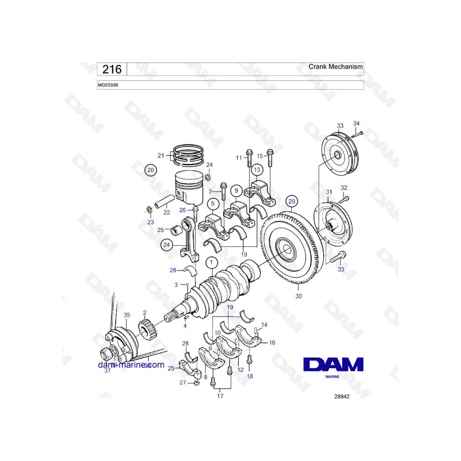 Volvo Penta MD2030B - Crank mechanism