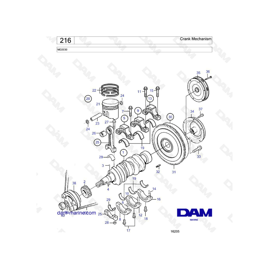 Volvo Penta MD2030 - Crank mechanism