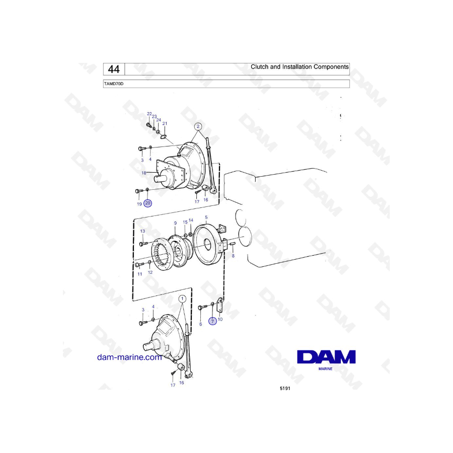 Volvo Penta TAMD70D - Clutch and Installation Components