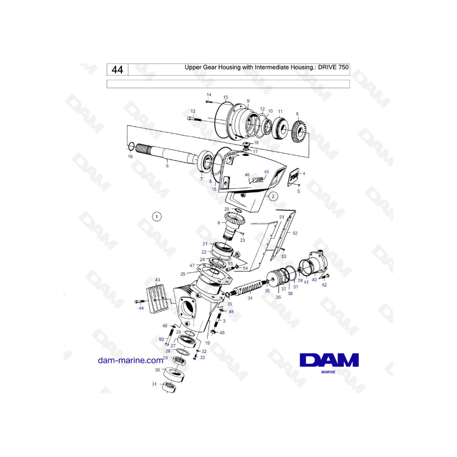 Volvo Penta TAMD70D - TAMD70E - Caja de cambios superior con caja intermedia.: DRIVE 750