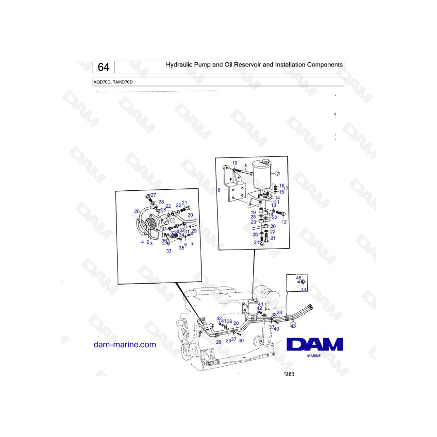 Volvo Penta TAMD70D - Hydraulic Pump and Oil Reservoir and Installation Components