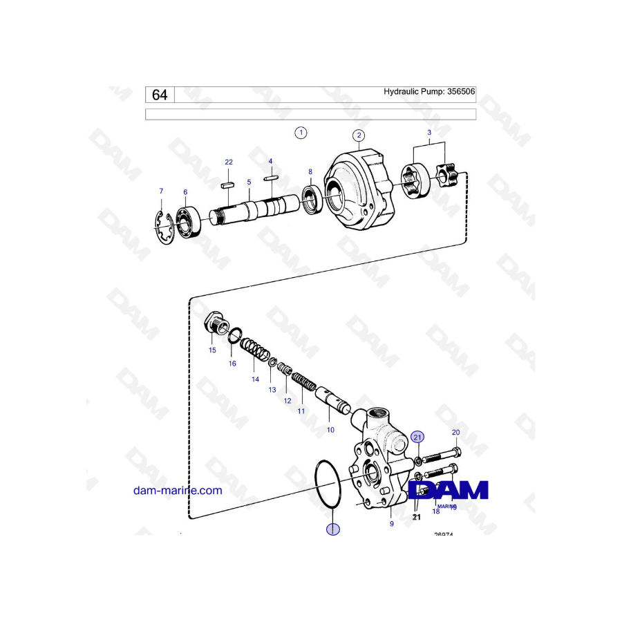 Volvo Penta TAMD70D / TAMD70E - Hydraulic Pump: 356506