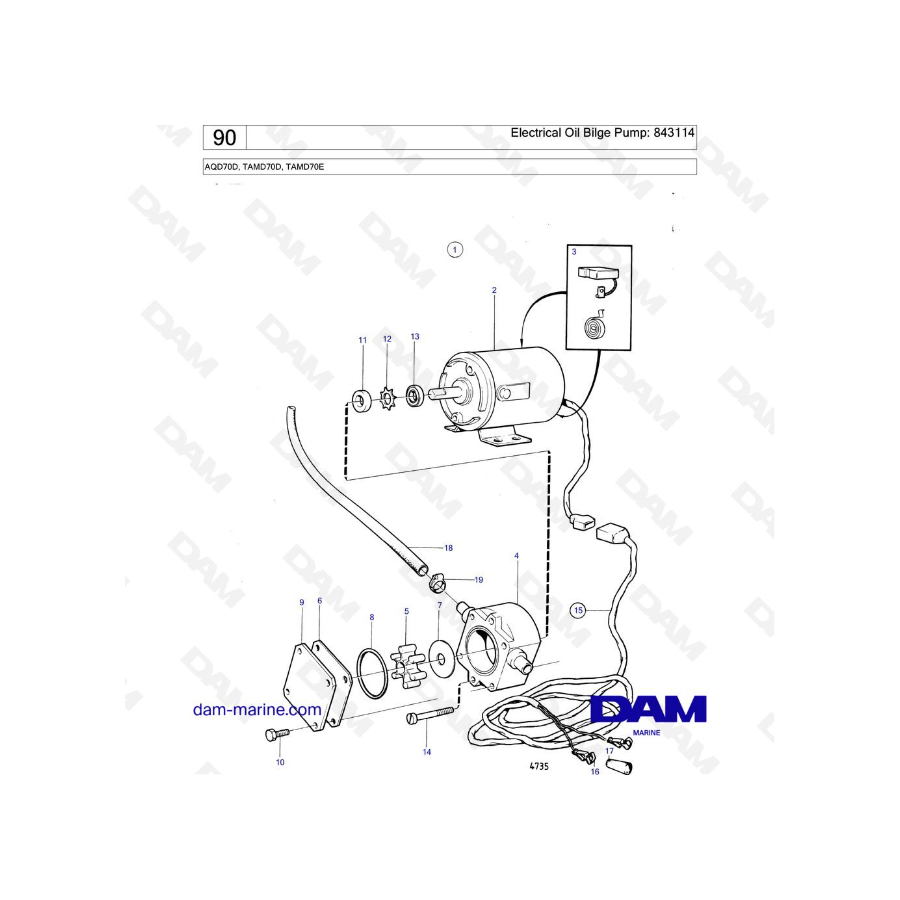 Volvo Penta TAMD70D / TAMD70E - Bomba de achique de aceite eléctrica: 843114