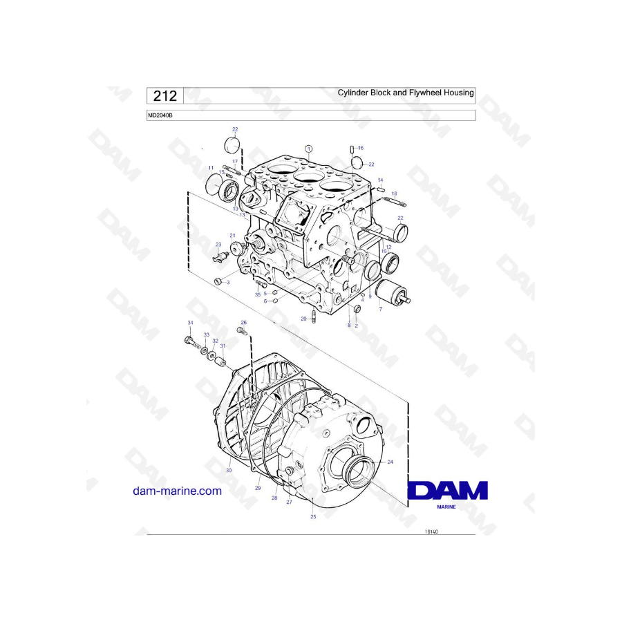 Volvo Penta MD2040B - Cylinder Block and Flywheel Housing