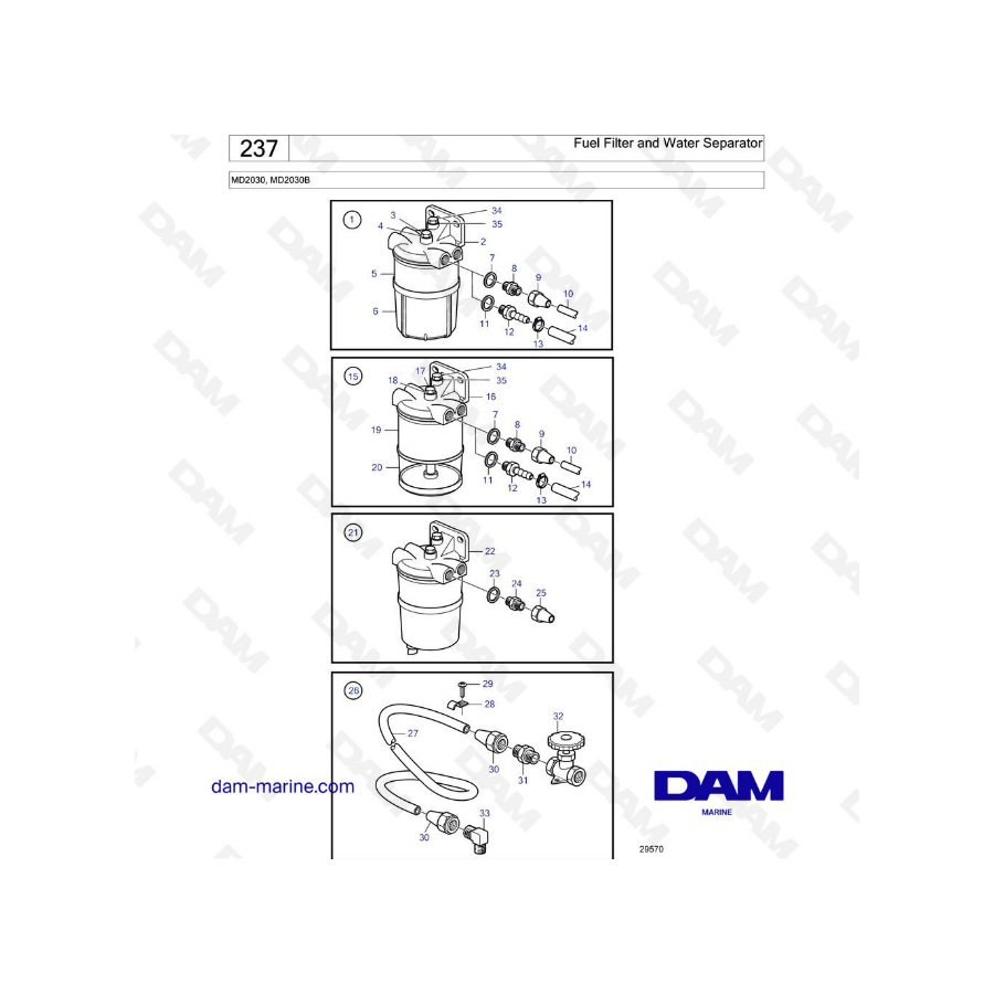 Volvo Penta MD2030 / MD2020B - Filtro de combustible y separador de agua