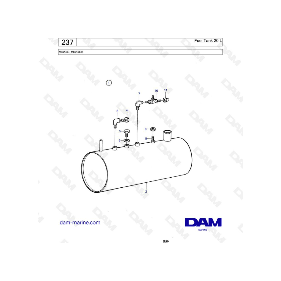 Volvo Penta MD2030 / MD2020B - Depósito de combustible 20L