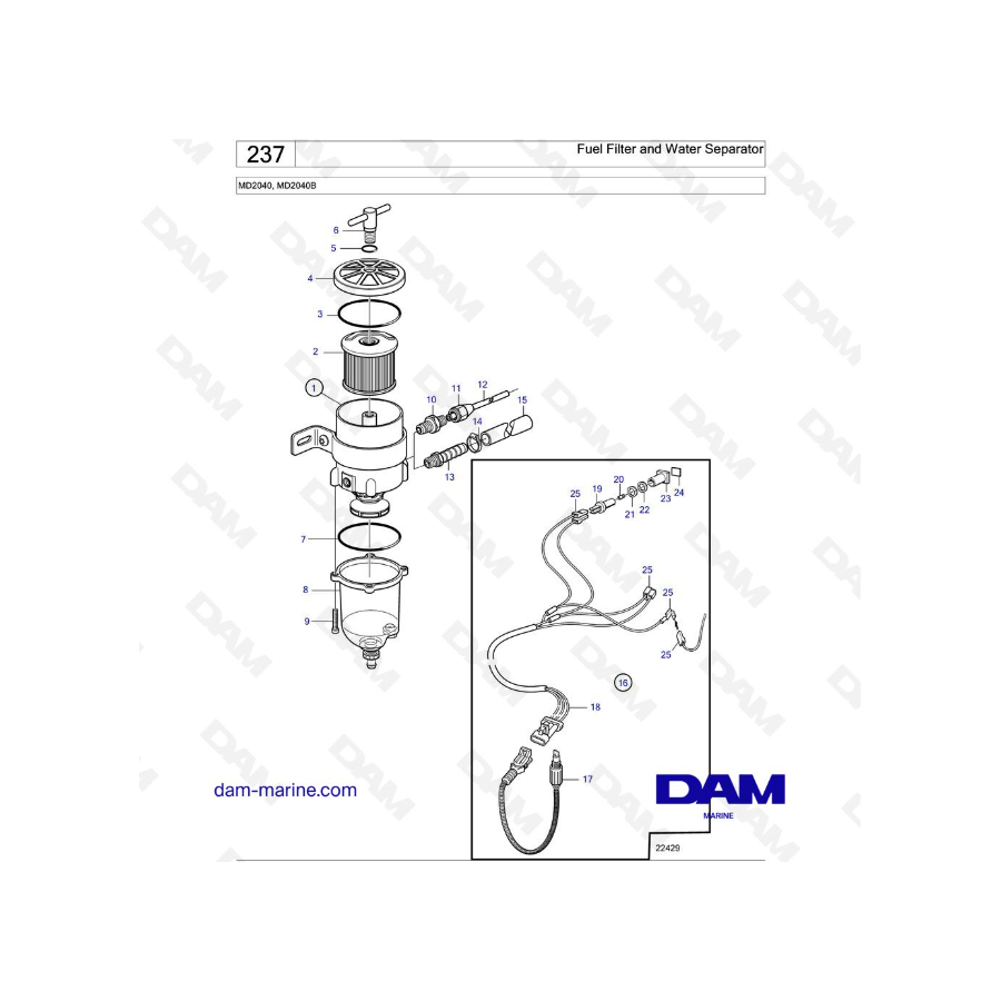 Volvo Penta MD2040 / MD2040B - Filtro de combustible y separador de agua