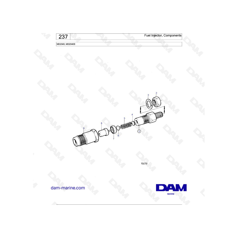 Volvo Penta MD2040 / MD2040B - Fuel Injector, Components