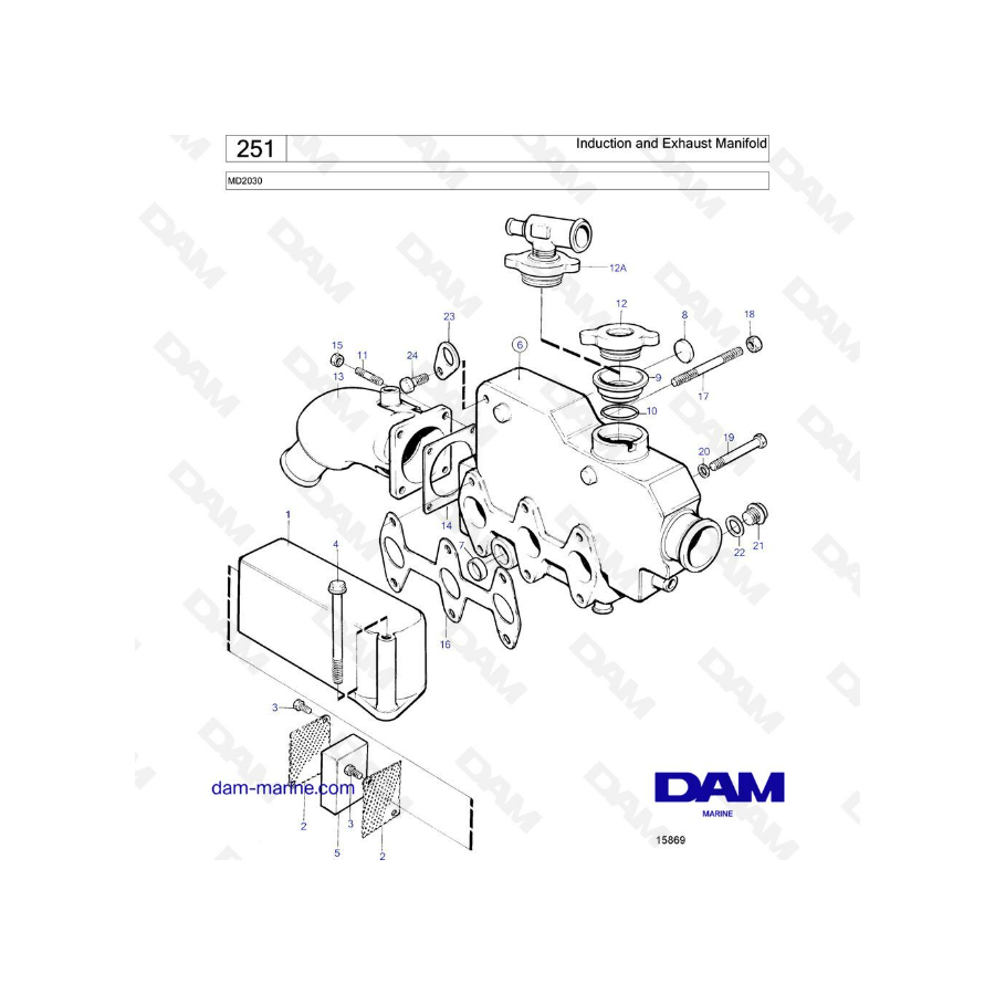 Volvo Penta MD2030 - Induction & exhaust manifold