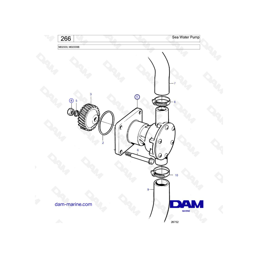 Volvo Penta MD2030B / MD2030 - Bomba de agua de mar