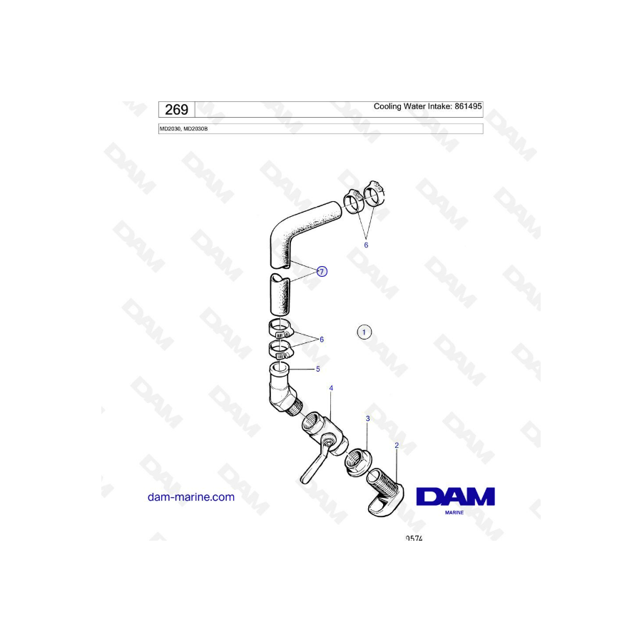 Volvo Penta MD2030B / MD2030 - Cooling water intake