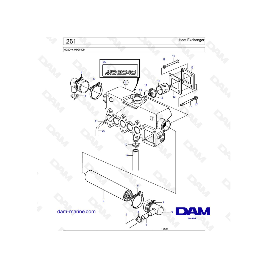 Volvo Penta MD2040 / MD2040B - Intercambiador de calor