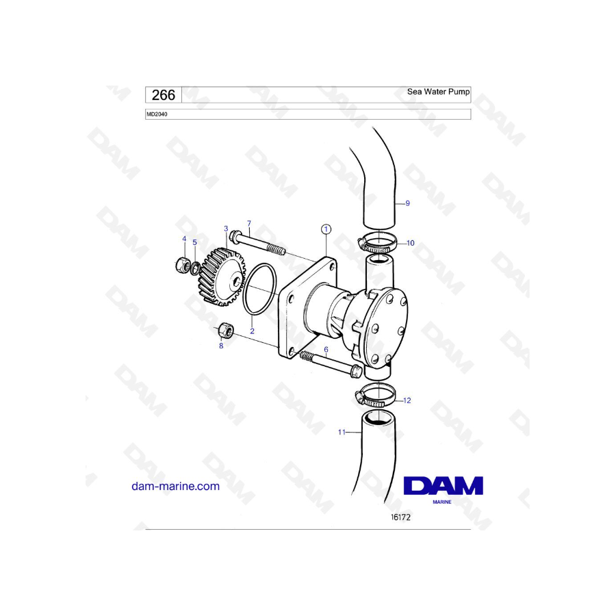 Volvo Penta MD2040 / MD2040B - Bomba de agua de mar