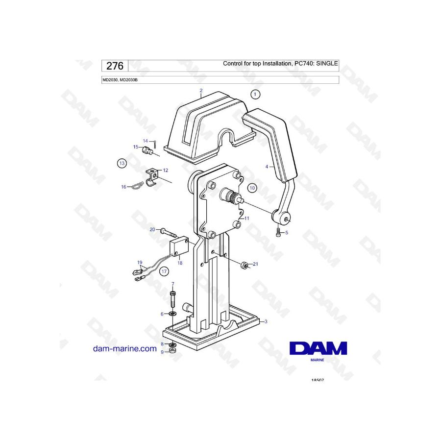 Volvo Penta MD2030B / MD2030 - Control for top Installation, PC740: SINGLE