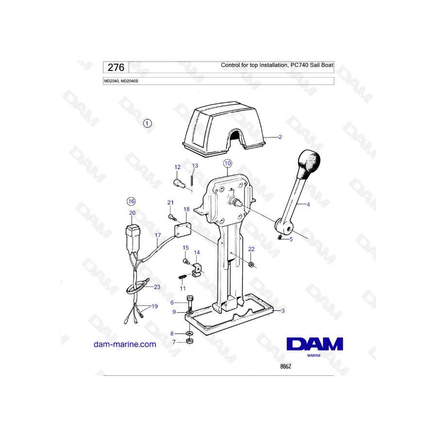 Volvo Penta MD2040 - MD2040B - Control for top Installation, PC740: TWIN