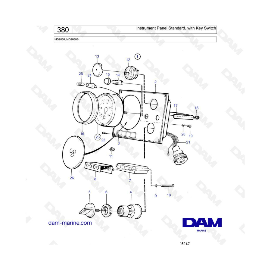 Volvo Penta MD2030B / MD2030 - Tablero de instrumentos estándar, con interruptor de llave